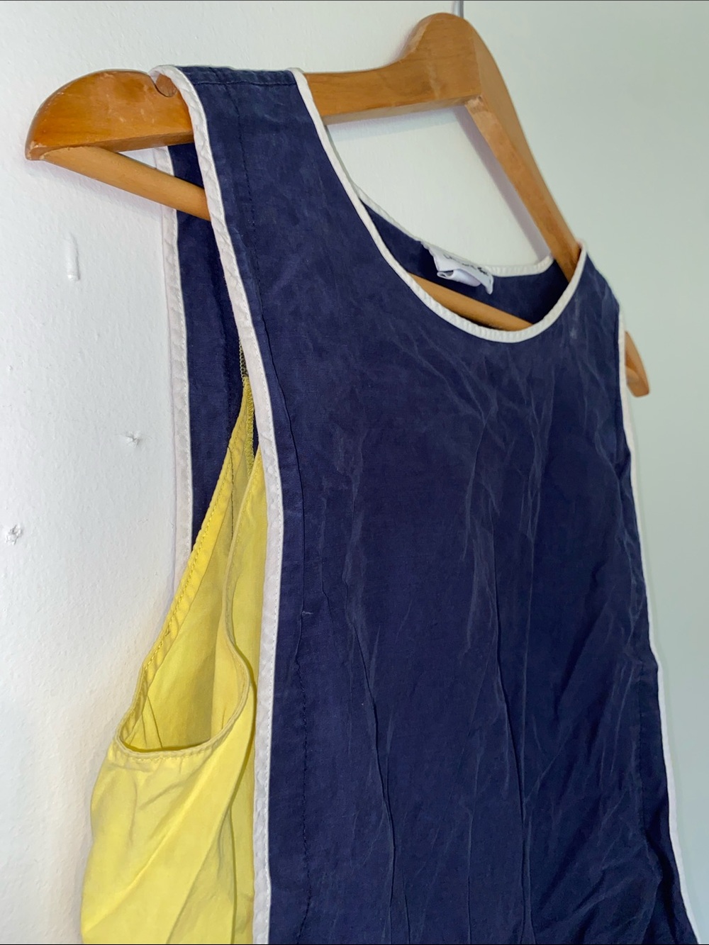 Lacoste Navy Tank with Yellow Side Panels